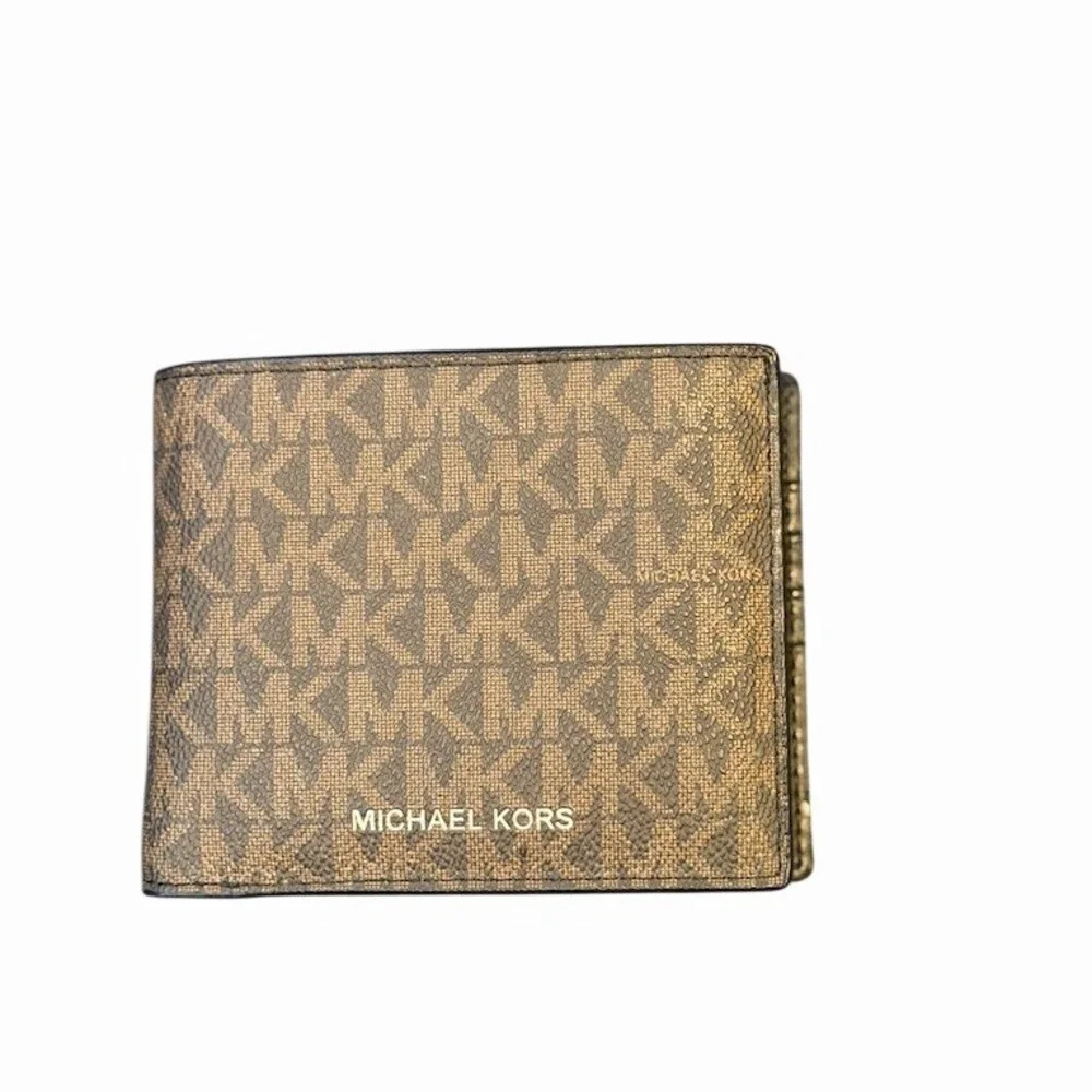 Michael Kors Cooper Men's Bifold Wallet Brown Logo w/ Removable Passcase